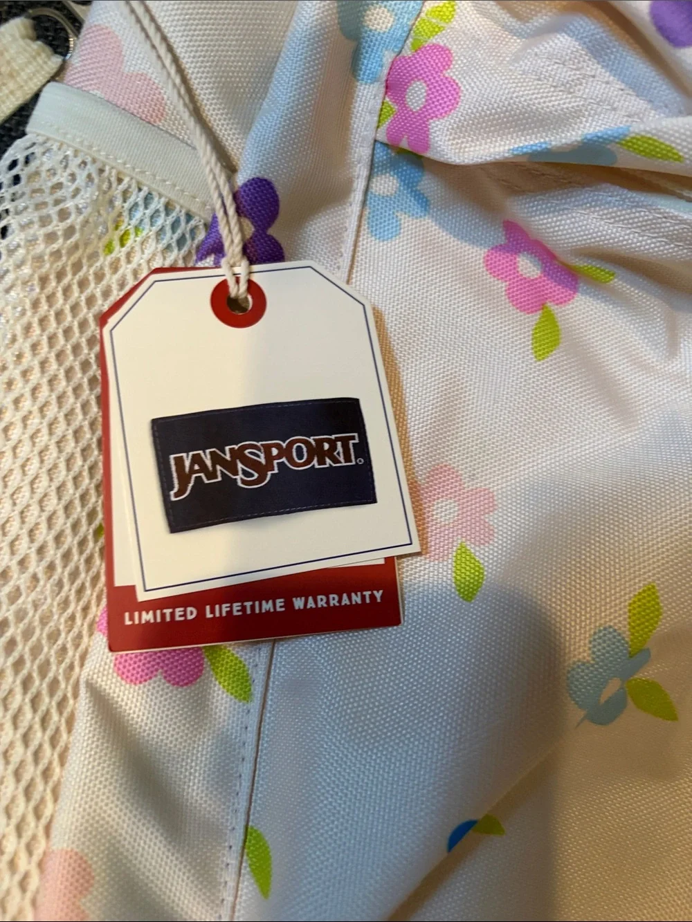 NWT JanSport Essential Pack 24L Floral Cutout Backpack Cream